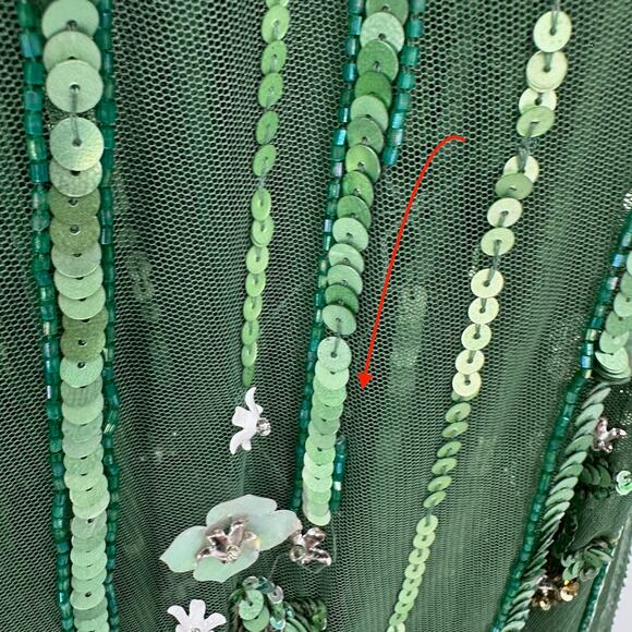 Mac Duggal Sage Green Floral Garden Sleeveless Deep V Beaded Gown 5223 Sz 10 NWT - Picture 6 of 10